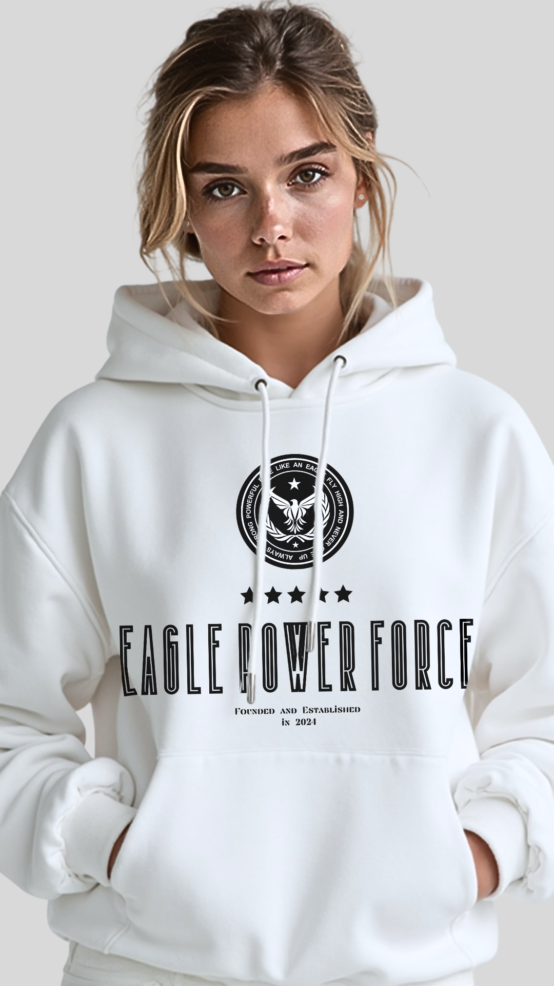 White Hoodie Girl's Eagle Power Force