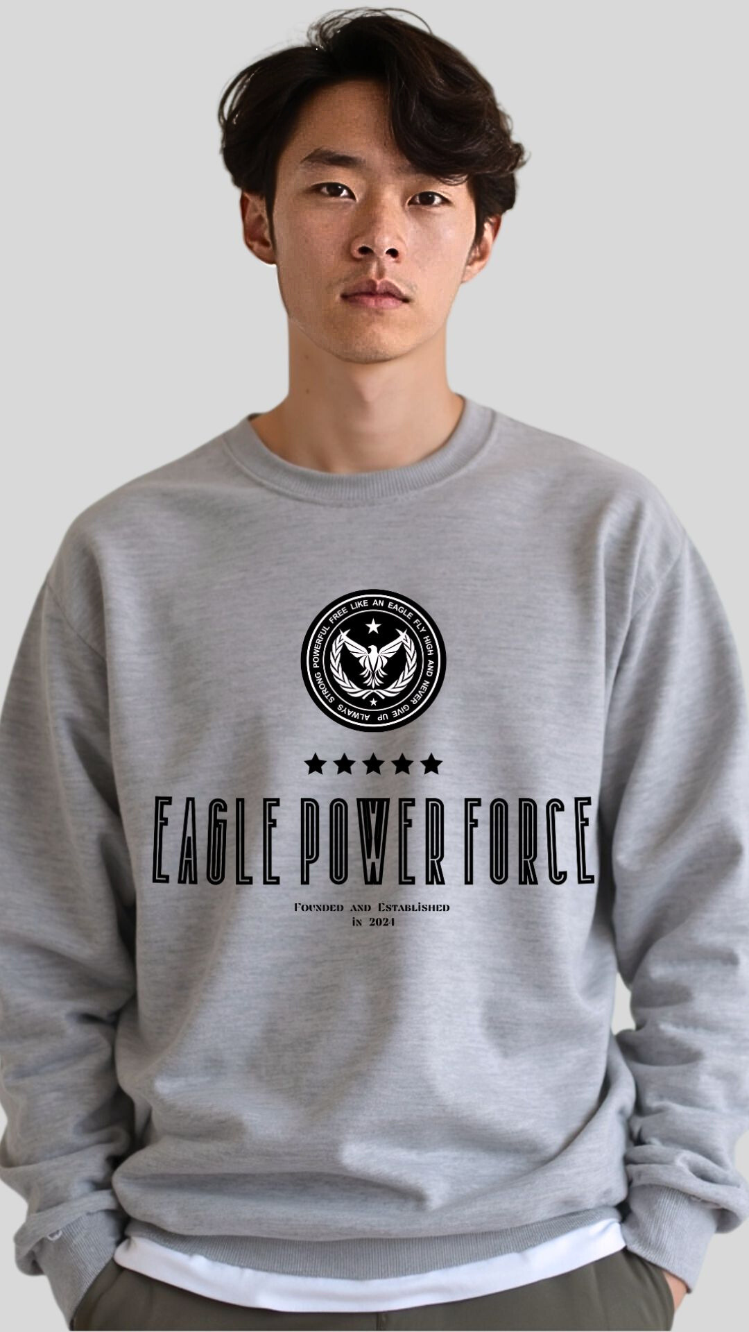 Sweatshirt Boy's gray Eagle Power Force