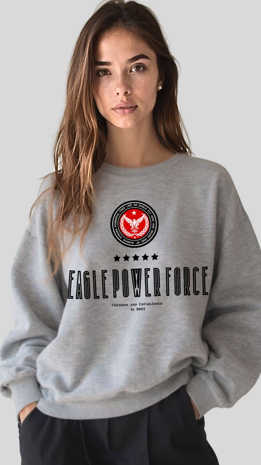 Sweatshirt Girl's gray Eagle Power Force