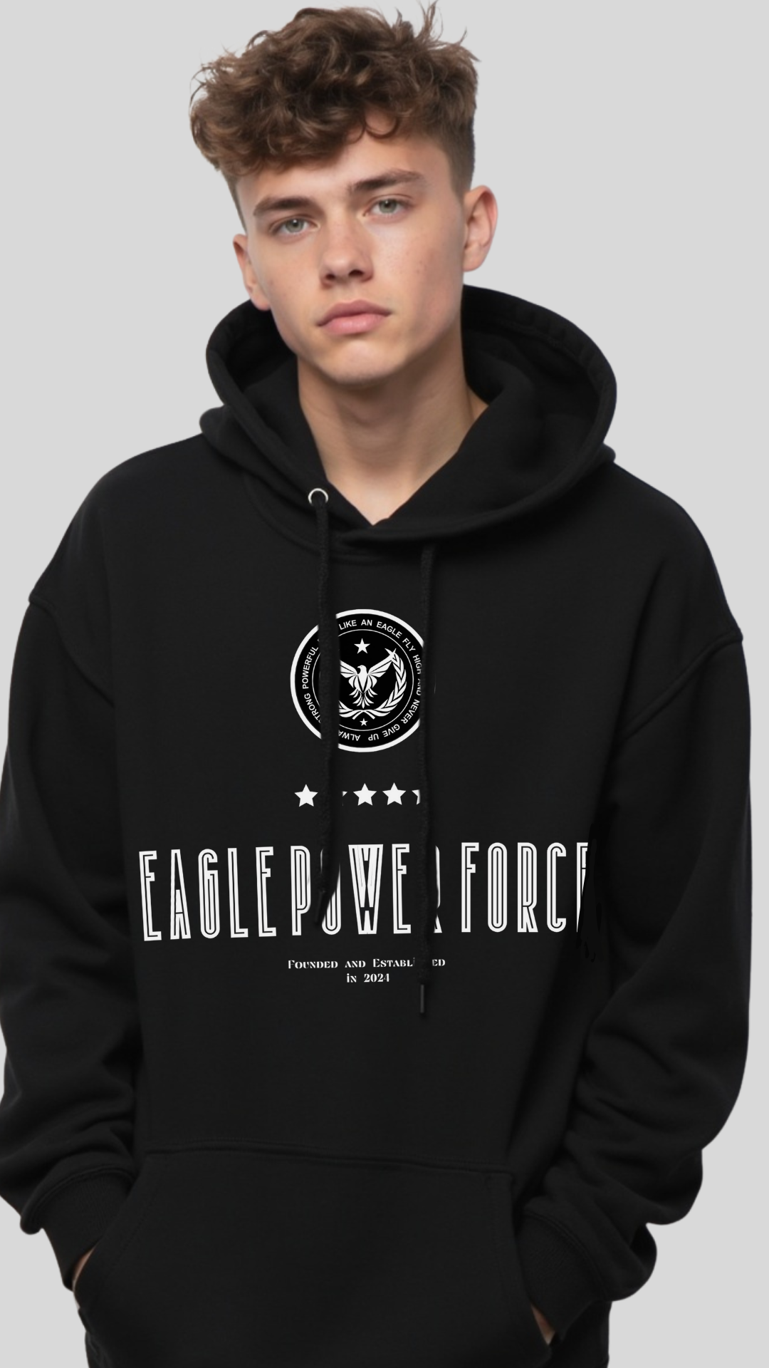 Boy's black Hoodie Eagle Power Force