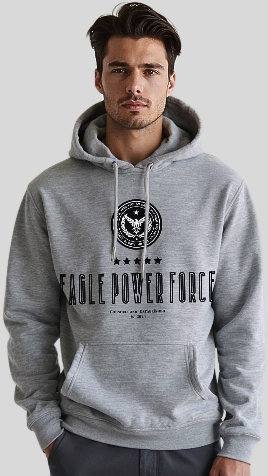 Men's Hoodie Eagle Power Force Gray