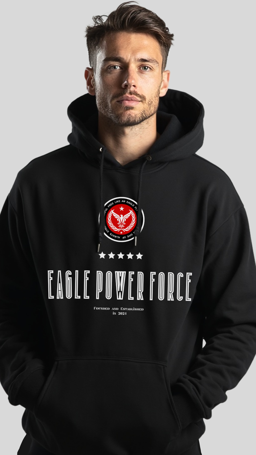 Hoodie Men's black Eagle Power Force
