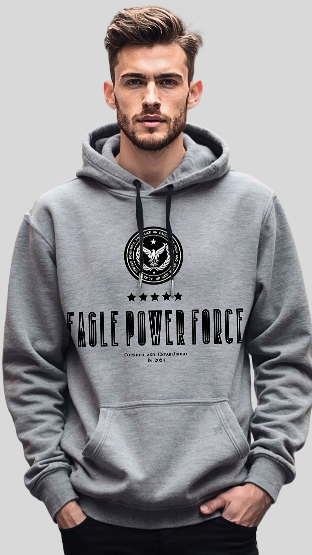 Gray Hoodie Men's Eagle Power Force