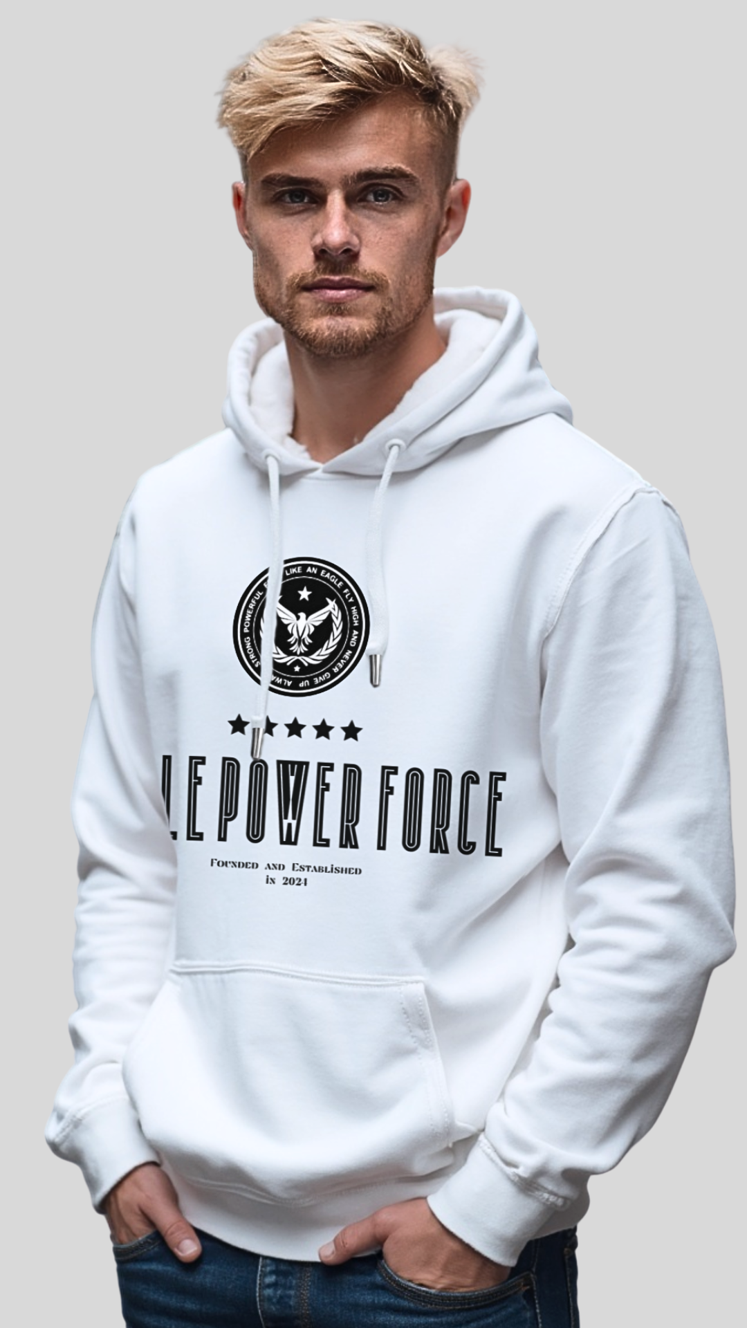 Hoodie en's White Eagle Power Force