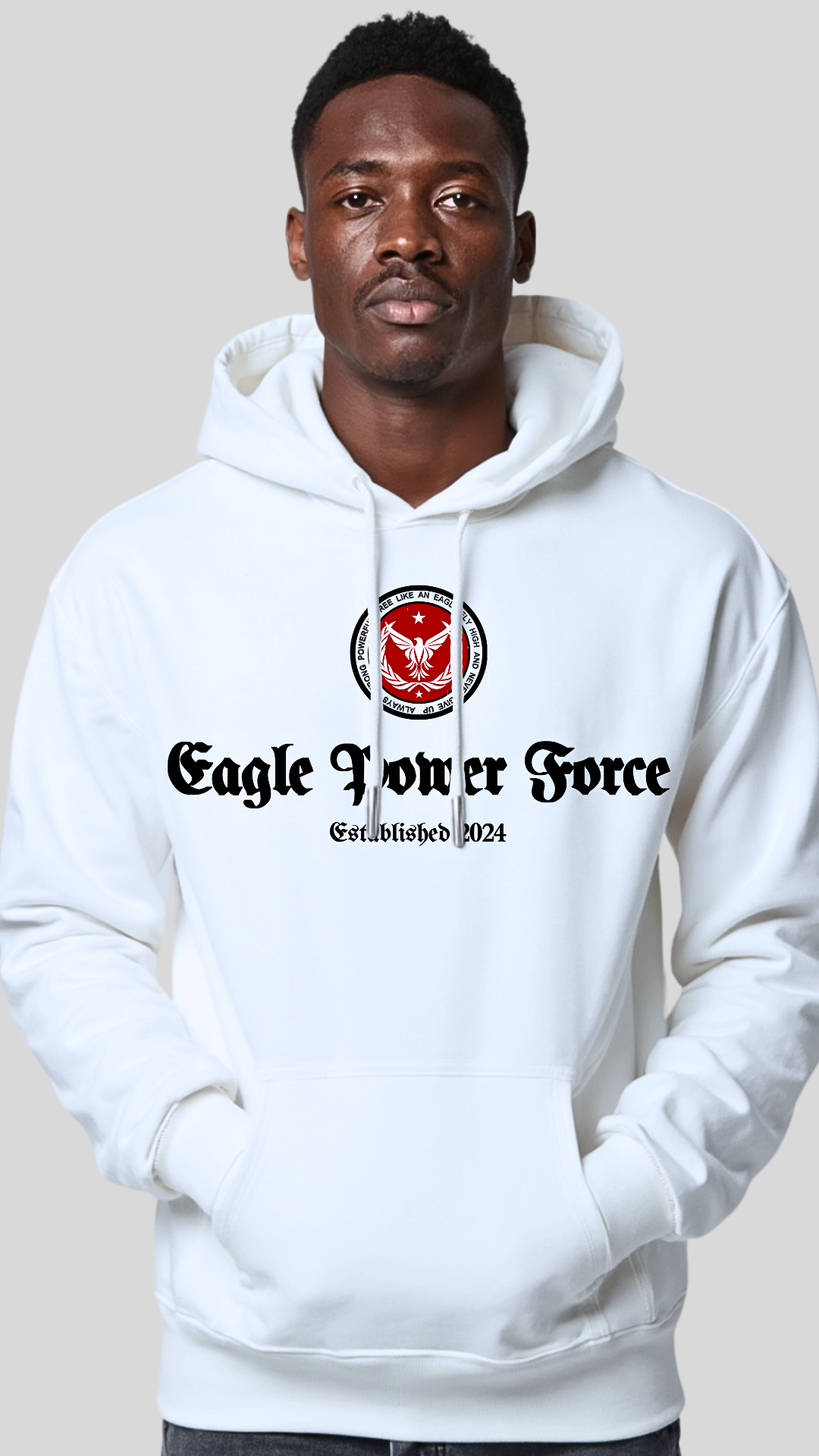 Hoodie Men's White Eagle Power Force