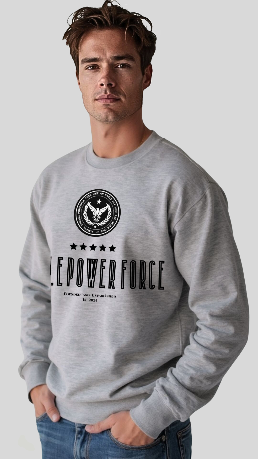 Men's Gray Sweatshirt Eagle Power Force