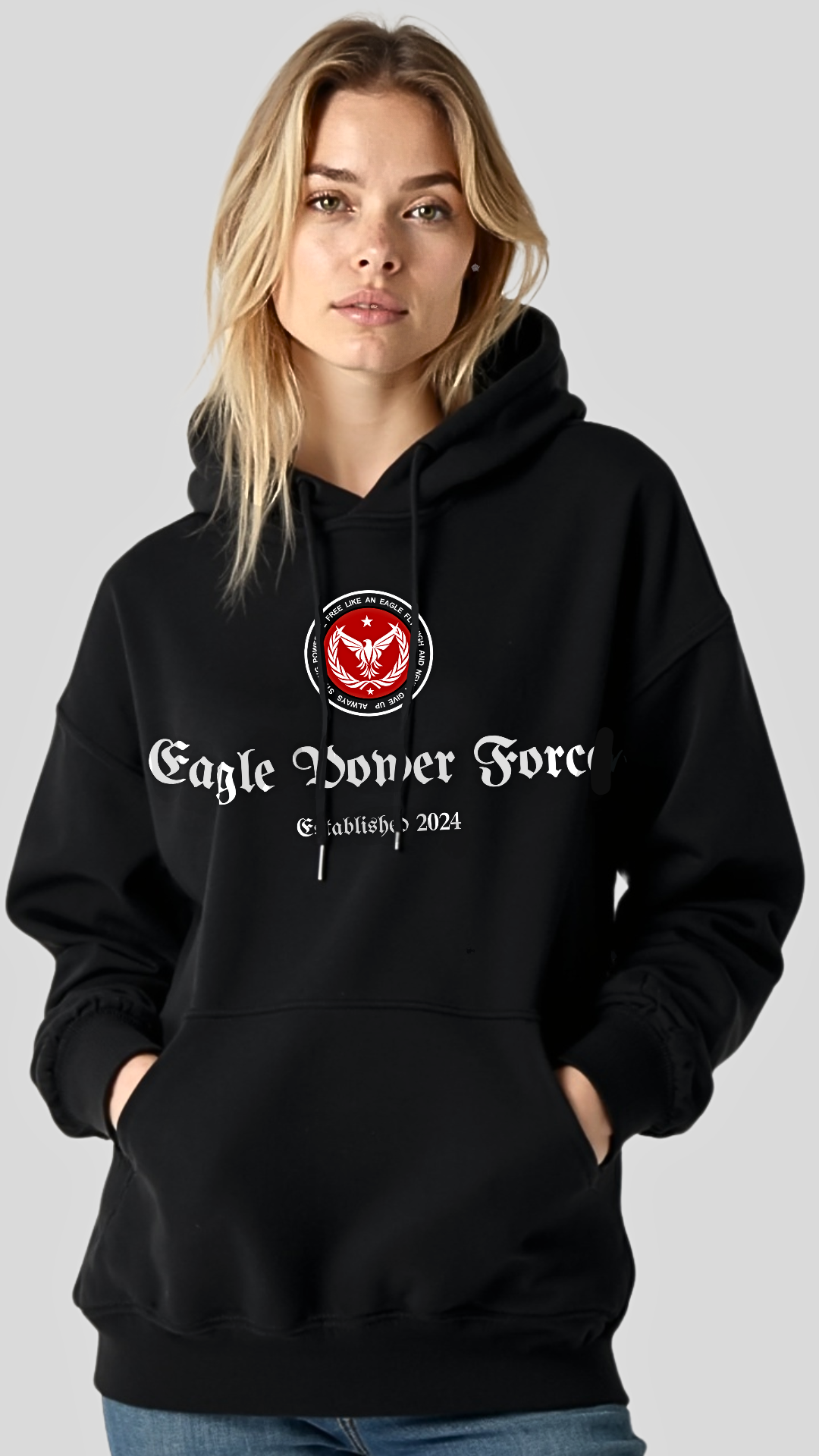 Hoodie Women's black Eagle Power Force