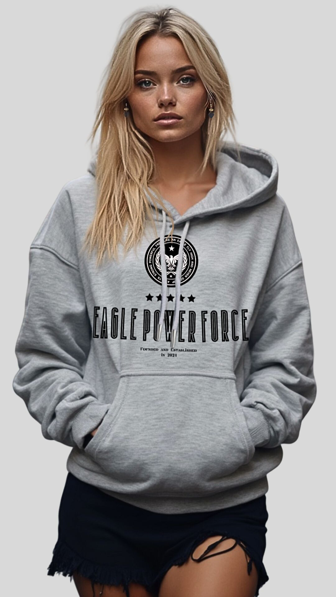 Hoodie Women's Gray Eagle Power Force
