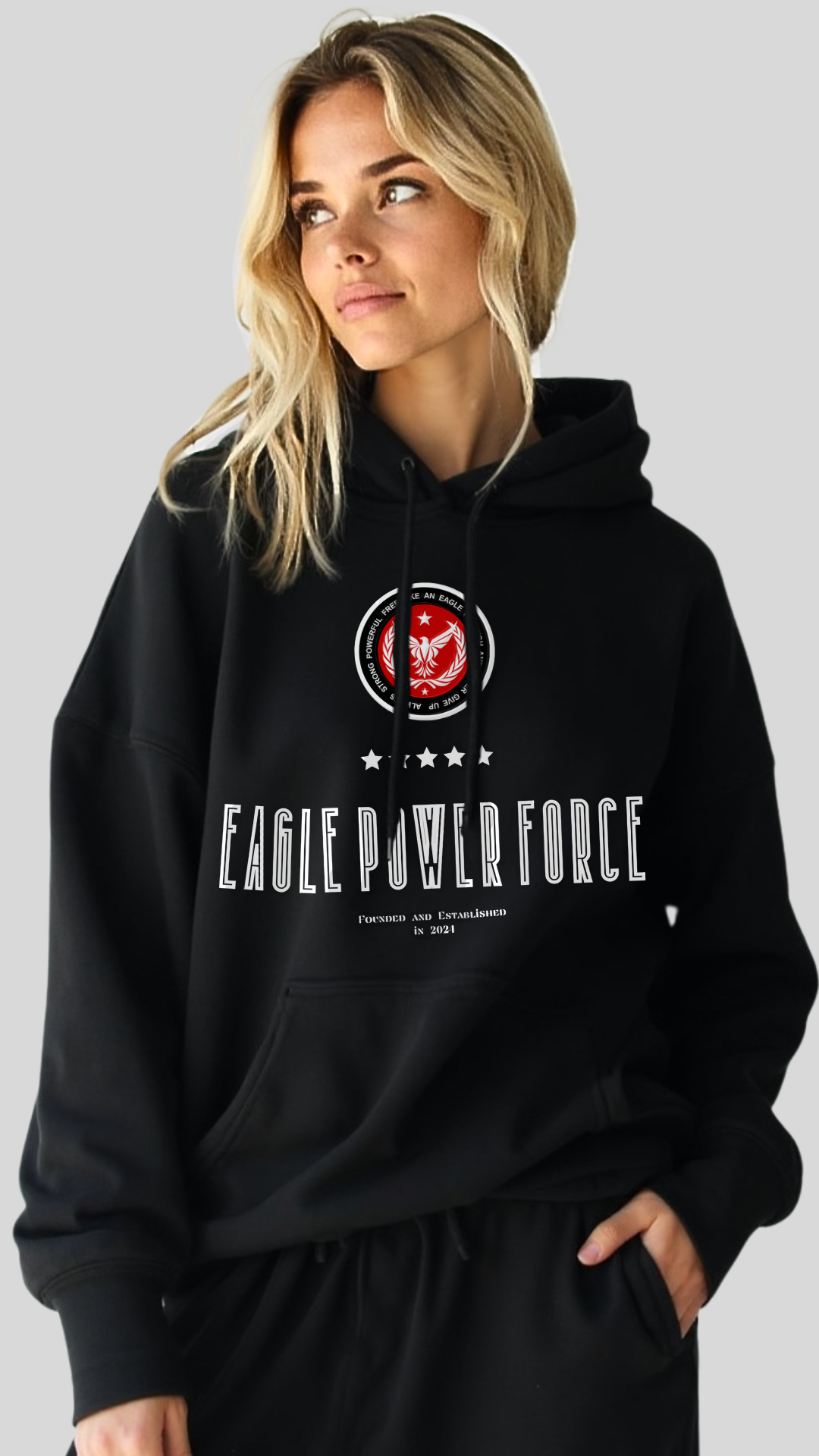 Black Hoodie Women's Eagle Power Force