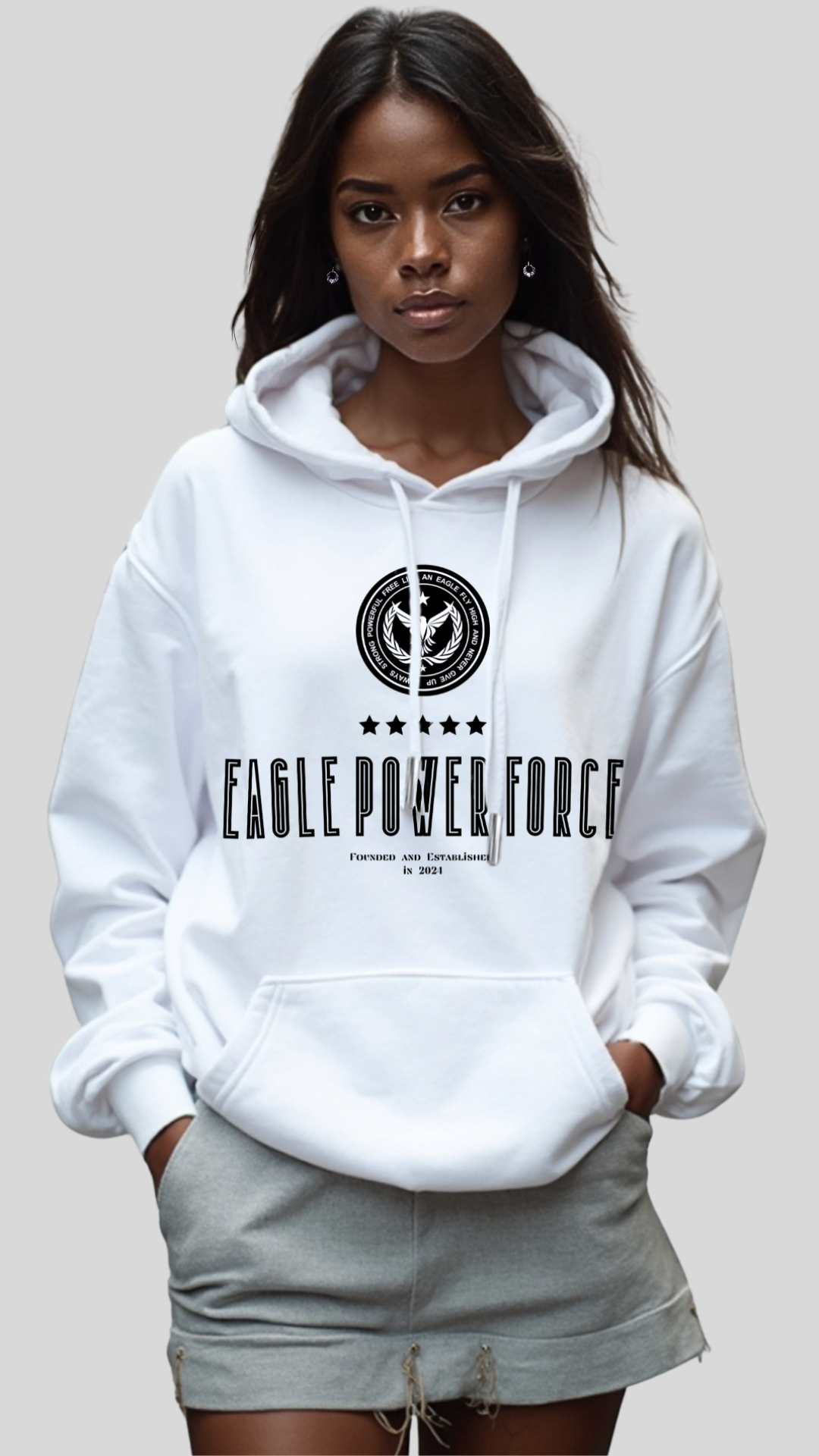 Hoodie Women's white Eagle Power Force