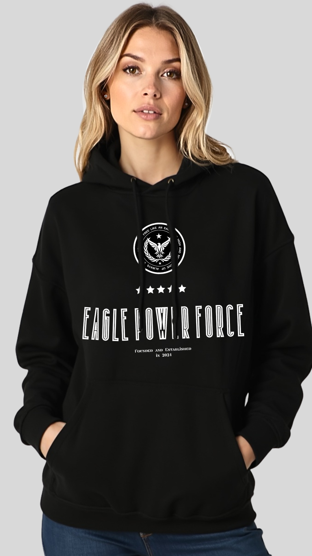 Hoodie Women's black Eagle Power Force