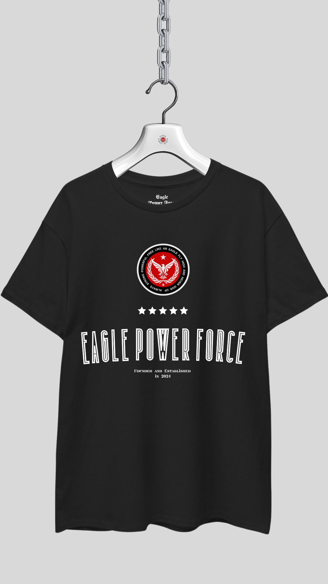 T-shirt shot hanging – Eagle Power Force Boys’ black streetwear T-shirt EPF Edition 