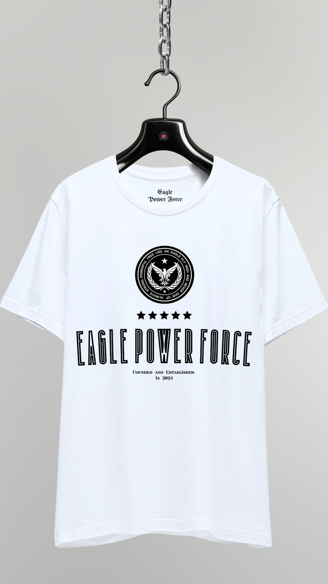 T-shirt shot hanging – Eagle Power Force Boys’ white streetwear T-shirt EPF Vibe Edition