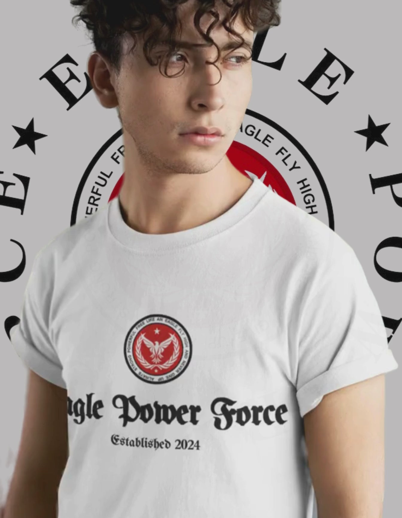 Eagle Power Force Youth T Shirt White front logo