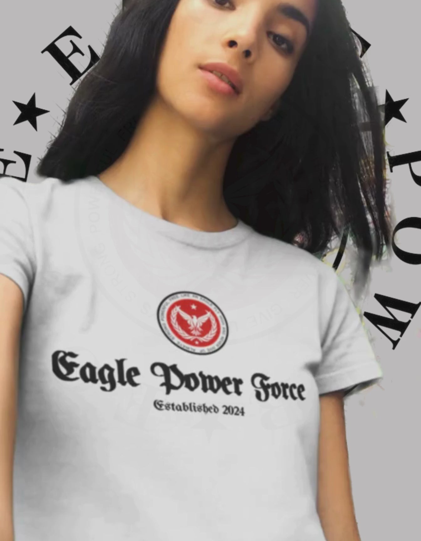 Eagle Power Force Women T Shirt White front logo